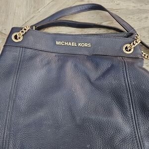Michael Kors Blue and Gold Shoulder Bag with Luxurious Design